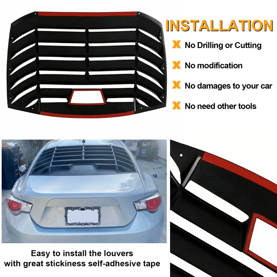 Fits Scion FRS Subaru BRZ Toyota 86 2013-2020 Rear Window Louver Sun Shade Cover - Image 4 of 4