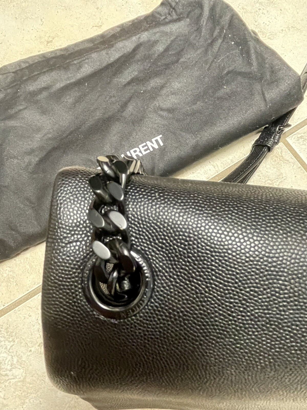 SAINT LAURENT YSL LAURENT Grain De Poudre Medium West Hollywood Monogramma Nero 620663