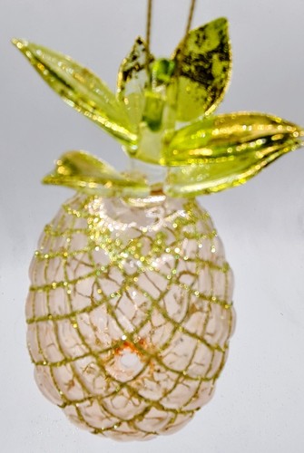 Yellow Pink Green Pineapple 5.5" Glass Ornament Set 3 Beach Coastal Christmas - Picture 8 of 8