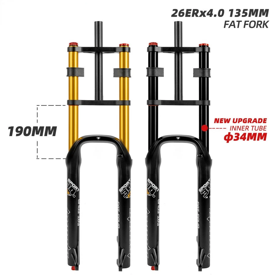 Horquilla de suspensión delantera para bicicleta eléctrica 26er *4.0 de doble hombro para bicicleta Foto 2 de 4