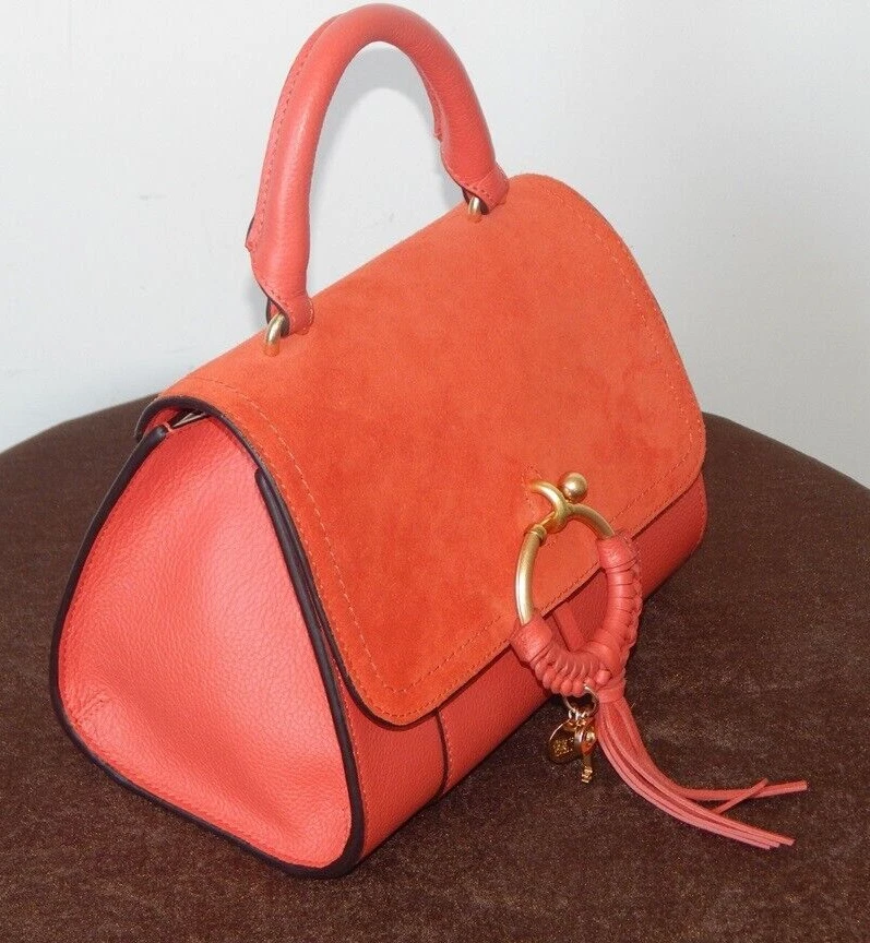 See By Chloe Joan Rust Red Leather Suede Flap Top Handle Shoulder Bag Authentic - Image 3 of 4