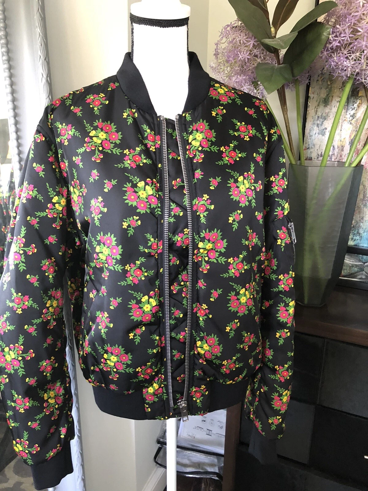 Giacca Bomber Imbottita Autore Gucci Fucsia Bouquet Floreale IT44 US 6 8 10 $2800