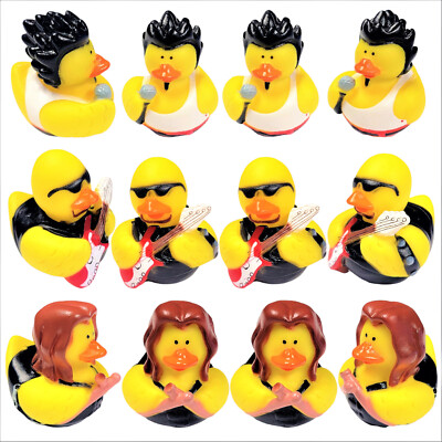 Rock Star Rubber Ducks (2'') Standard Size. (12 Pack) Cute Duck Bath Tub Pool Toy