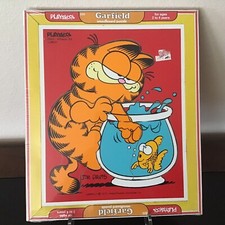 Vintage Playskool Garfield Fishbowl Woodboard Wooden Puzzle 1982 New Sealed