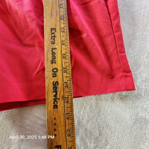 Knightsbridge Menswear Vintage Men's 34 Shorts Pleated Front Belted Red USA Made - Picture 10 of 12