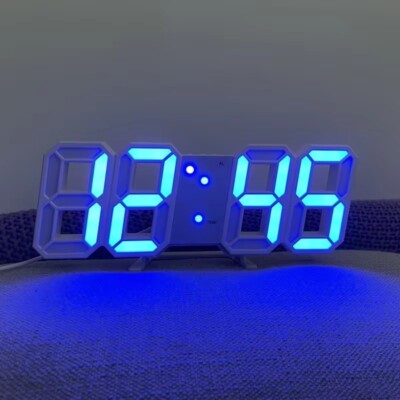 Digital 3D Wall Number Clock Desktop LED Alarm Clocks Hour for Home Kitchen