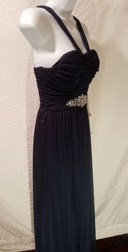 B DARLIN ВЫПУСКНОГО ВЕЧЕРА ВОЗВРАЩЕНИЕ ДОМОЙ ПОДРУЖКИ НЕВЕСТЫ ОФИЦИАЛЬНЫЙ ДЛИННОЕ ПЛАТЬЕ СТРАЗЫ СИНИЙ 1 / 2  - Изображение 4 из 4