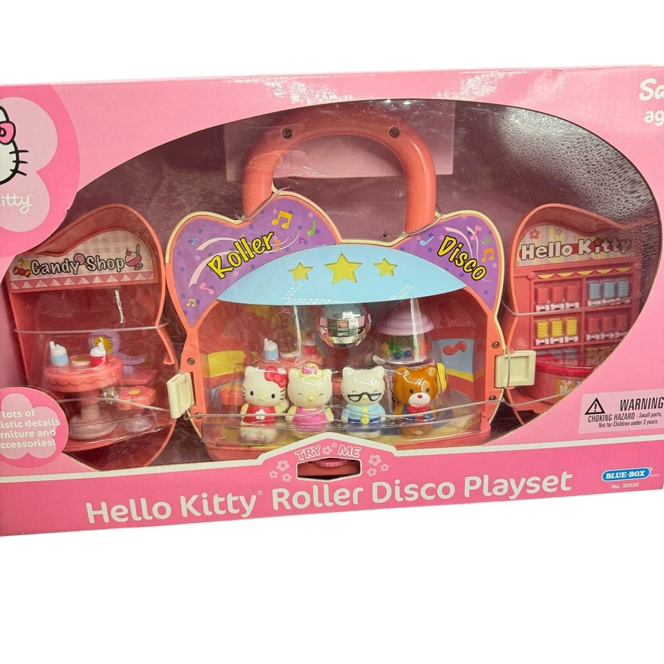 De colección Y2K 00s Sanrio Caja Azul Hello Kitty Roller Disco Juego 2004 Kawaii Foto 2 de 4