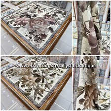 Sallys 70 Cashmere  30 Silk Collar Flowers Print Double Face Neck Scarf 26"