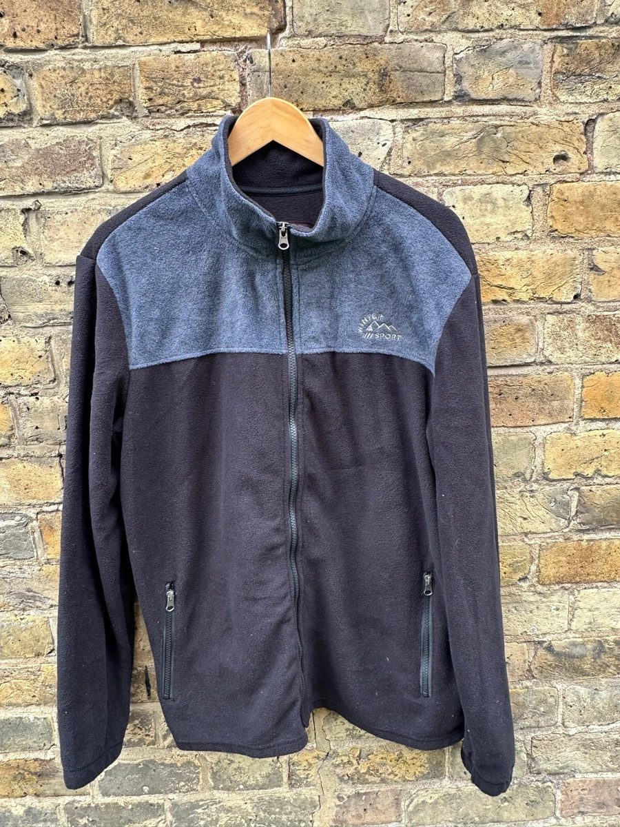 VINTAGE Mens Fleece Jacket Large Aztec Coat Zipper Winter Sports Polyester