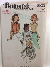 1970s Butterick  6525 Vintage Sewing Pattern Women Shirt Size 10