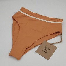 Stone Fox Swim Bikini Bottom Womens XS Juniper High Waist Cheeky Swim Sandstone