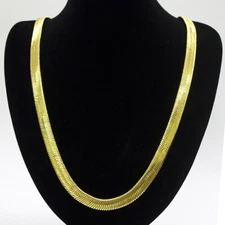 18K Yellow Gold Filled Tarnish-Resistant Italian Flat Snake Chain Necklace C764