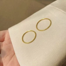 Woman 18k Gold Plated Stainless Steel 1mm Thin Frosted Joint Ring Band Ring