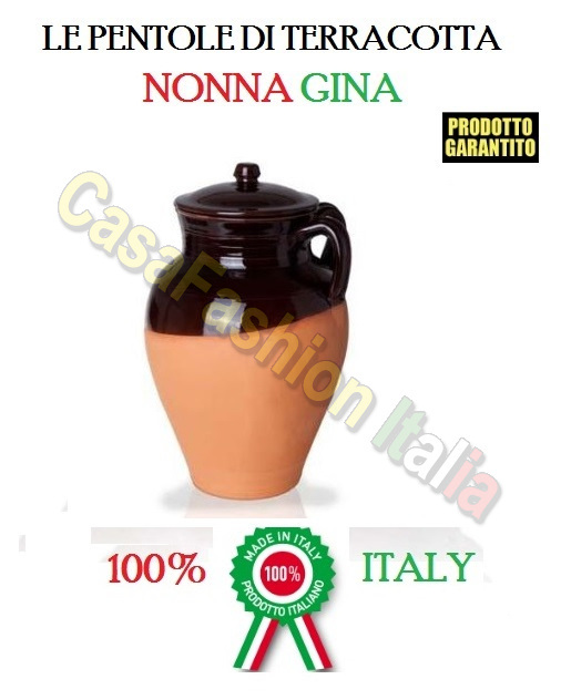 PIGNATA + COPERCHIO CRETA NONNA CALDEA 191 VASO GIARA H.33- 6 LITRI TERRACOTTA