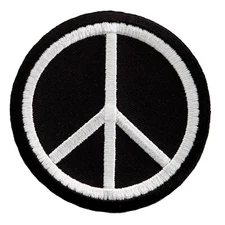 BLACK WHITE PEACE SIGN PATCH HIPPIE SUMMER OF LOVE embroidered iron-on APPLIQUE