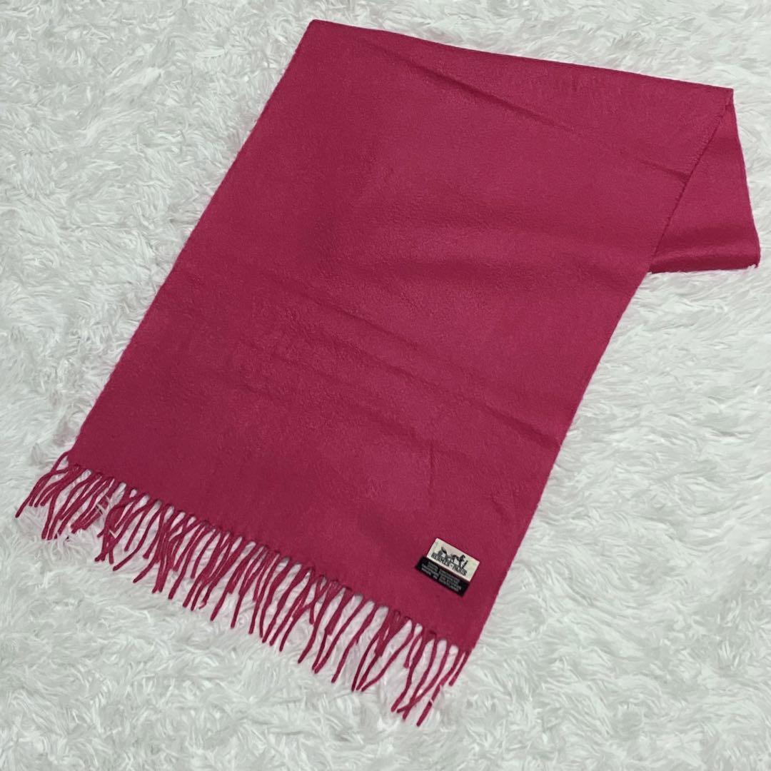 HERMES Cashmere Muffler 100% Pink 39x152cm Used | eBay