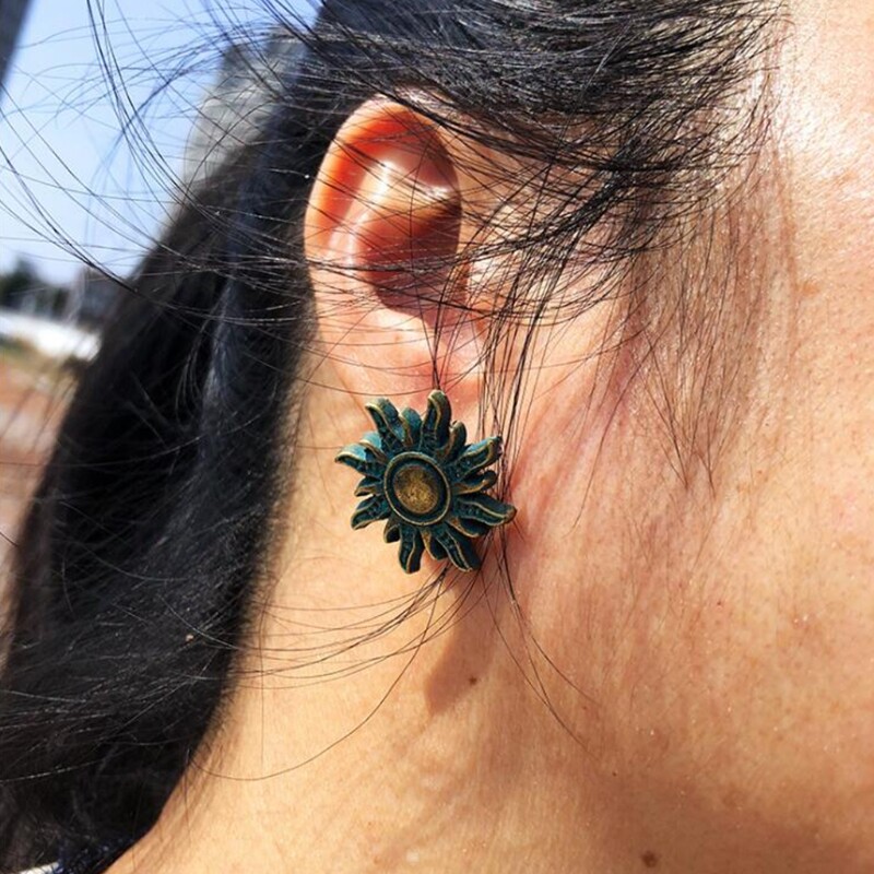 for Sun Flower Ear Studs Epoxy Resin Mold DIY Neklace Pendant Silicone Mo