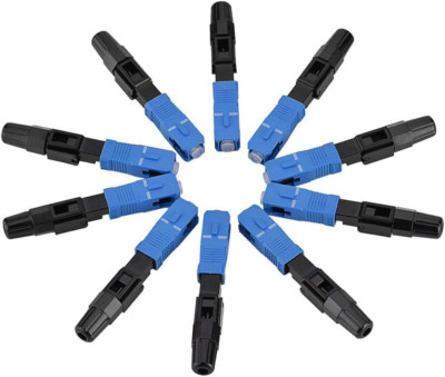 10Pcs SC/UPC Fiber Optic Connectors, Singlemode Quick Adapter Kit for FTTH