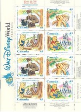 Winnie the Pooh full booklet with cover 1621b 16 stamps Souvenir Sheet Canada