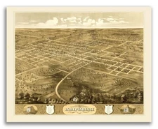 1868 Independence Missouri Vintage Old Panoramic City Map - 24x30