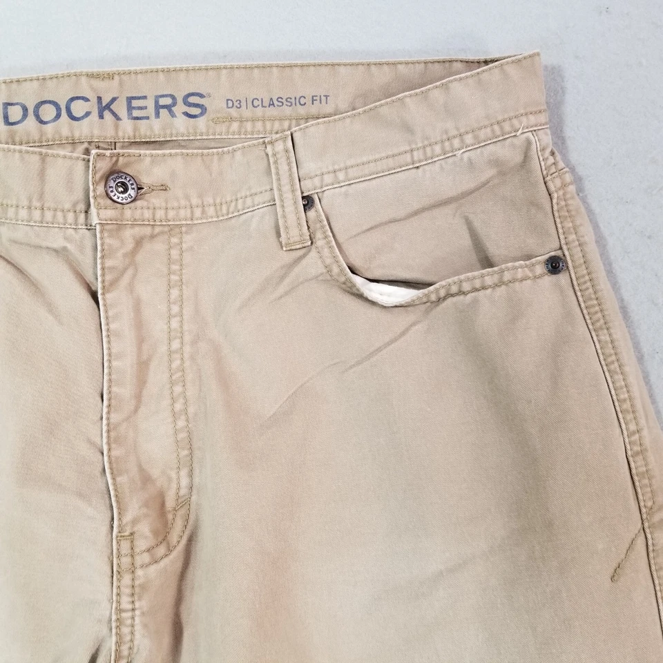 Dockers Jeans Hombre 36x30 Beige Tostado Corte Regular Recto Algodón Pantalones Foto 4 de 4