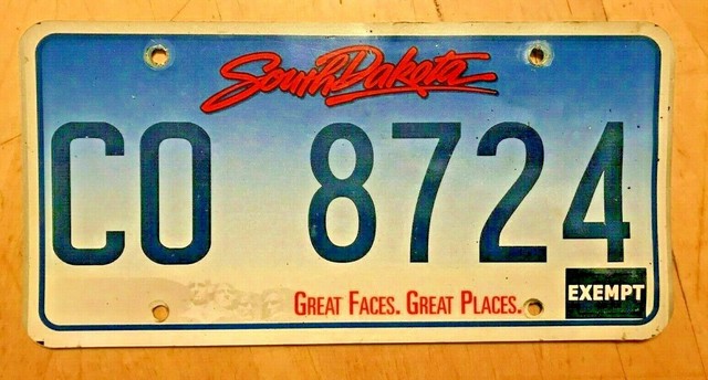 SOUTH DAKOTA COUNTY DEPUTY SHERIFF EXEMPT AUTO LICENSE PLATE CO 8724 