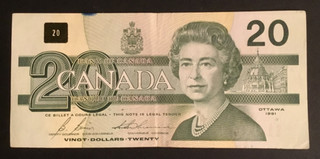 Banknote Of Canada Twenty Dollars. Dated 1991. Excellent Condition.