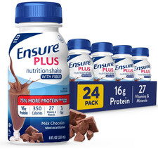Ensure Plus Milk Chocolate Nutrition Shake with Fiber 8oz 16g Protein 24 Pack 4.67 per gallon