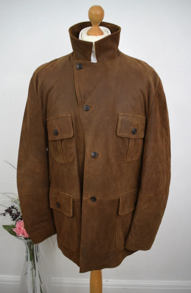 BARBOUR Tobacco Suede Safari Field Jacket Size 40S Short Sleeves Medium Blazer - Image 4 of 4
