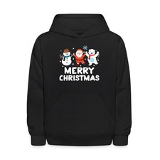 Merry Christmas Cute Snowman And Santa Claus Kids' Hoodie