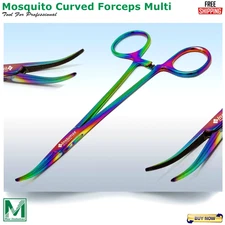 Mosquito Hemostat Clamps Forceps Surgical – 12.5cm  Curved Tip – Multi Color