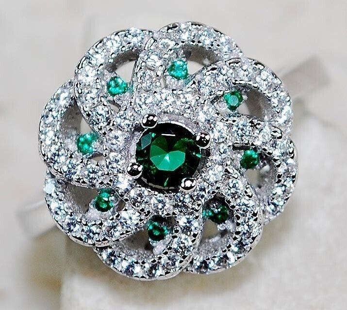 1CT Heat Treated Green Tourmaline 925 Sterling Silver Ring Jewelry Sz 6 N2-1