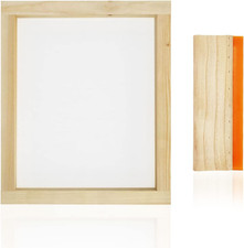 1 Piece 8 X 10 Inch Wood Silk Screen Printing Frame with 110 White Mesh and 1 Pi