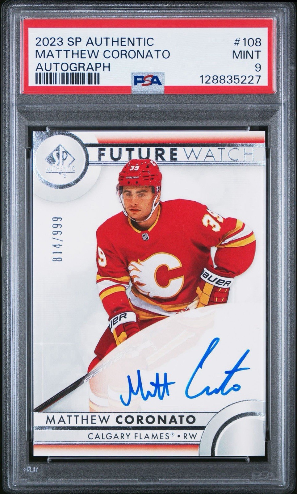 Matthew Coronato 2023 SP Authentic Future Watch Autograph /999 PSA 9 Rookie Auto
