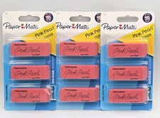 Lot Of 3 New Packs Of 3 Paper Mate Pink Pearl Erasers Latex-Free Clean Eraser