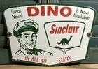New ListingVINTAGE 1958 DATED SINCLAIR DINO GASOLINE 12” PORCELAIN GAS PUMP 48 STATES SIGN