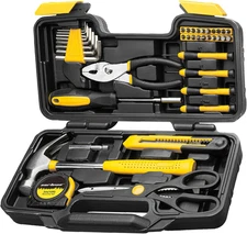 CARTMAN 39-Piece Home Tool Set Kit, Essential Household Hand Tools with Plastic
