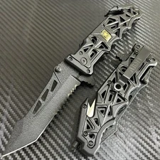 9”Black Military Tactical Combat Spring Assisted Open Blade Folding Pocket Knife