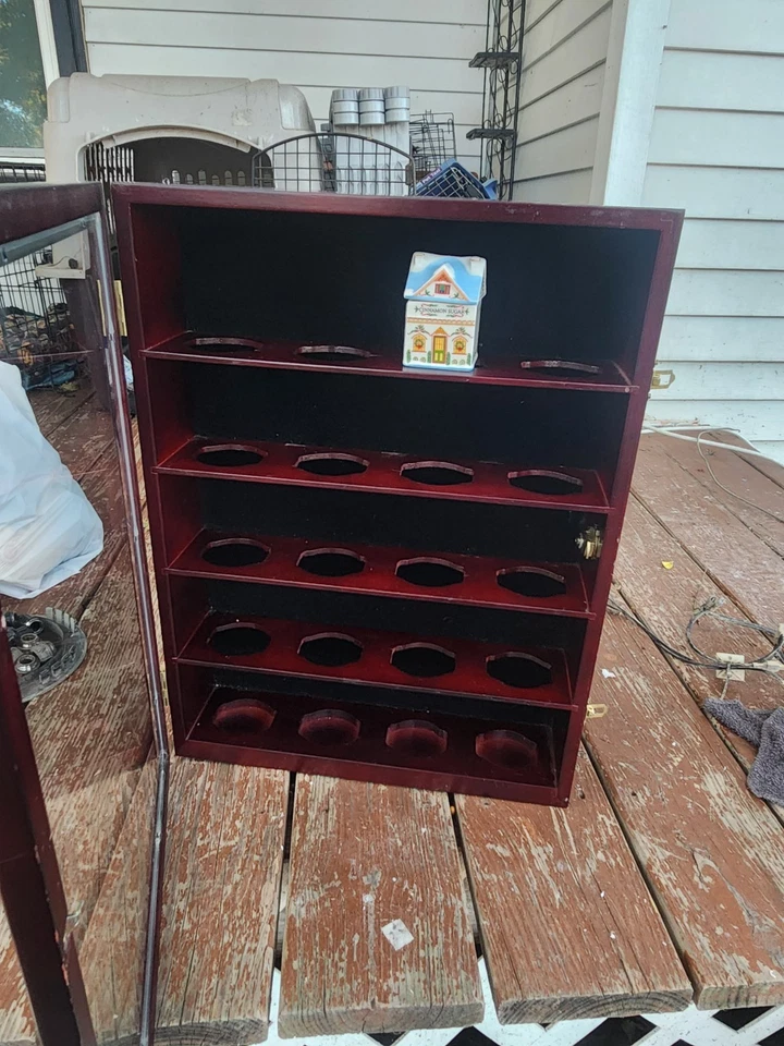 Vintage Wood Wall Hanging Display Shelf, Large, Fits Lenox Spice Village W/ Door - Image 2 of 4