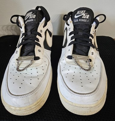 Nike Air Force 1 07 Premium Silver Chain White Black DA8571-100 Men's Size 10...