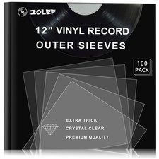 Vinyl Record Outer Sleeves 100 Pack for 12 inch Records, loose fit, Clear Cov...