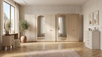 Schlafzimmer Set Beige Modern Luxus Schminktisch Kommode Schrank