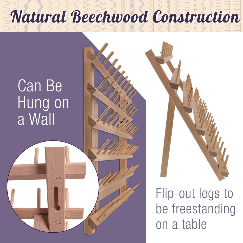 Soporte de 60 carretes de madera de haya premium para coser y bordar hilo Foto 4 de 4