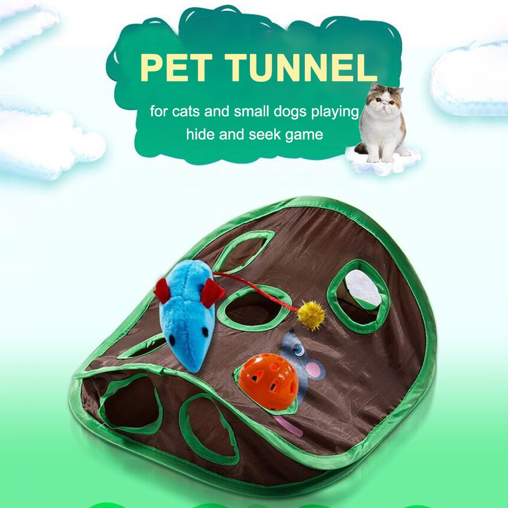 Hide And Seek Mouse Cat Toy 9 Holes Interactive Pet Cat Teaser Trainning With