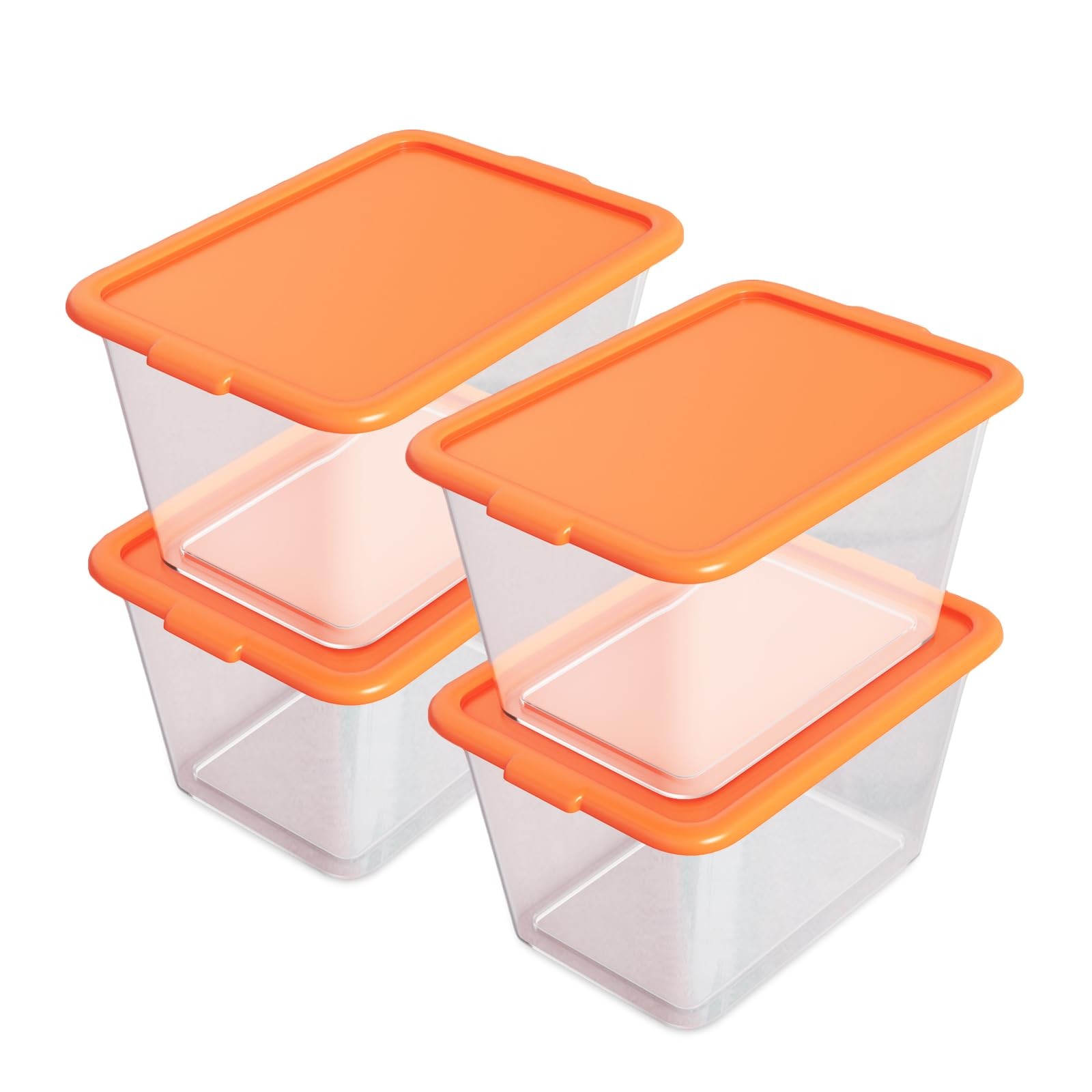 USA-Made 14.5-Gallon Storage Totes with Lids - 4-Pack Durable Stackable Bins