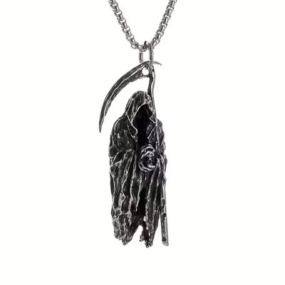  Sensenmann Halskette Anhänger Edelstahl Kette Gothic Punk Emo 