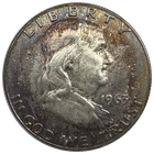 1963 D Franklin Half Dollar ½ Dollar 0.900 Silver - End Roll Toned