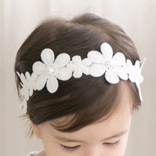 2Pcs Reusable Kids Flower Hairband Baby Headband White Infant Accessory