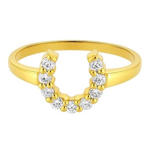 Authentic 18K Gold Plated Horseshoe Ring – Lucky Gemstone Good Luck Jewelry TGR1055